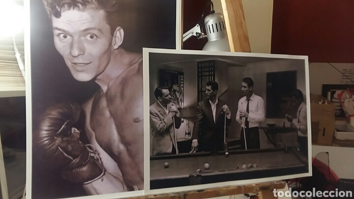 Cine: RAT PACK SINATRA : PAREJA DE FOTOGRAF&Iacute;AS BLANCO / NEGRO TIPO LITOGRAFIAS . BILLAR Y BOXEO
