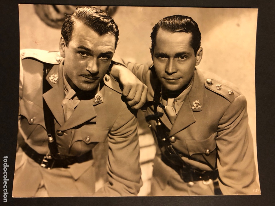 Cine: Foto original de Gary Cooper y Franchot Tone.tres lanceros bengal&iacute;es 21 x 18 cm