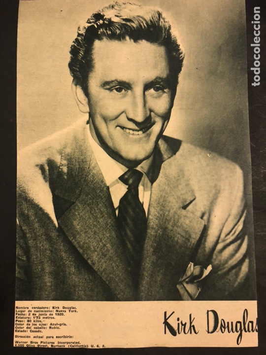 Cine: Foto Kirk Douglas detr&aacute;s Doris Day 25 x 17 cm