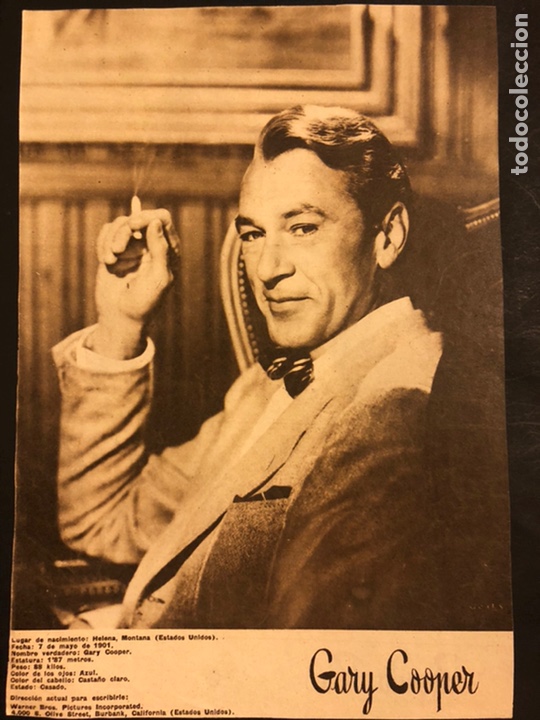 Cine: Foto Paquita Rico detr&aacute;s Gary Cooper 25 x 17 cm