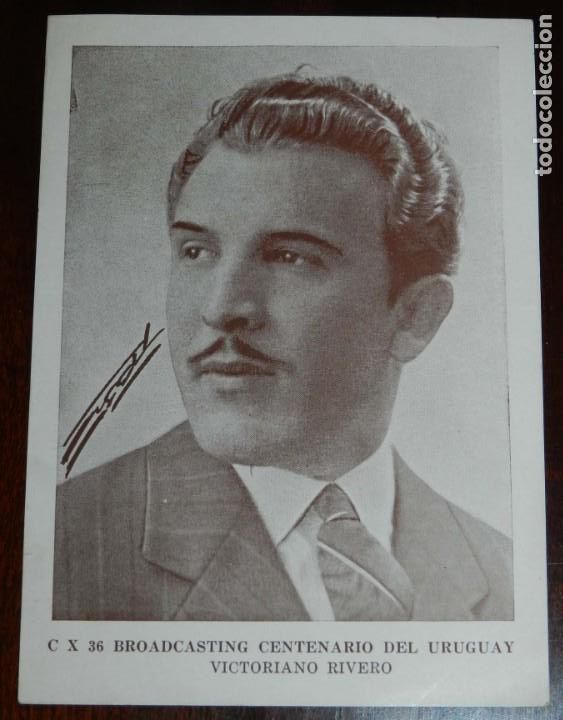 Cine: POSTAL BROADCASTING CENTENARIO DEL URUGUAY, VICTORIANO RIVERO, ACTRIZ, CINE, TEATRO. REVERSO CON PUB