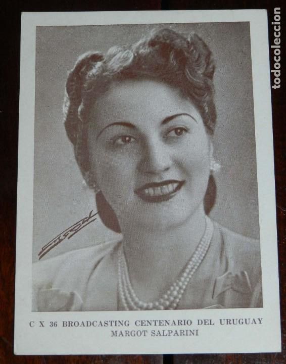 Cine: POSTAL BROADCASTING CENTENARIO DEL URUGUAY, MARGOT SALPARINI, ACTOR, ACTRIZ, CINE, TEATRO. REVERSO C