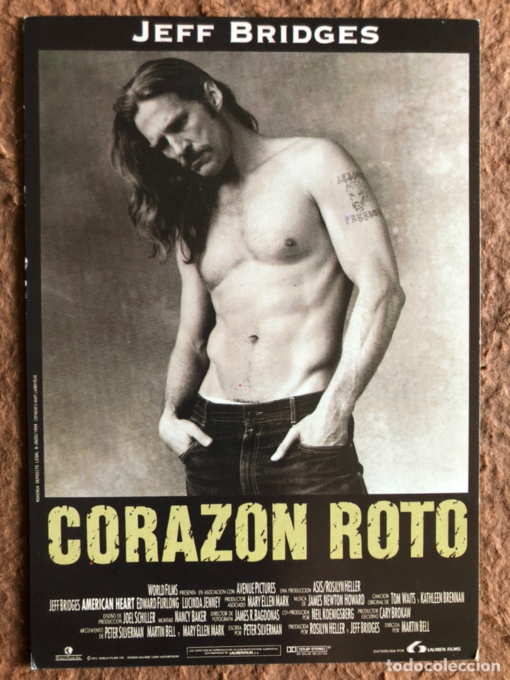Cinema: CORAZ&Oacute;N ROTO (JEFF BRIDGES). POSTAL SIN CIRCULAR PROMOCIONAL LAUREN FILMS.