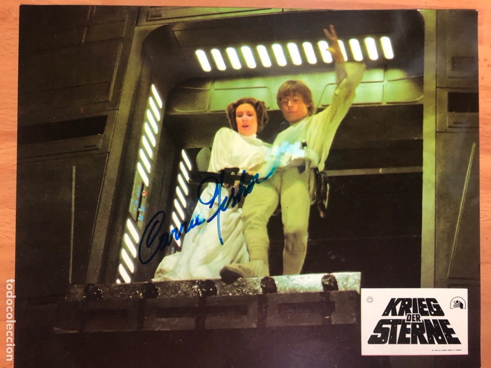 Cine: Fotocromo Star wars.autografo de carrie fisher la guerra de las galaxias