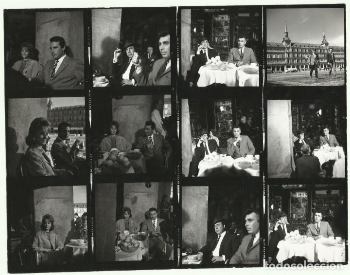 Cinema: F31418 COARTADA EN DISCO ROJO FERNANDO REY PLAZA MAYOR MADRID RODAJE FOTO B/N ORIGINAL ESPA&Ntilde;OLA