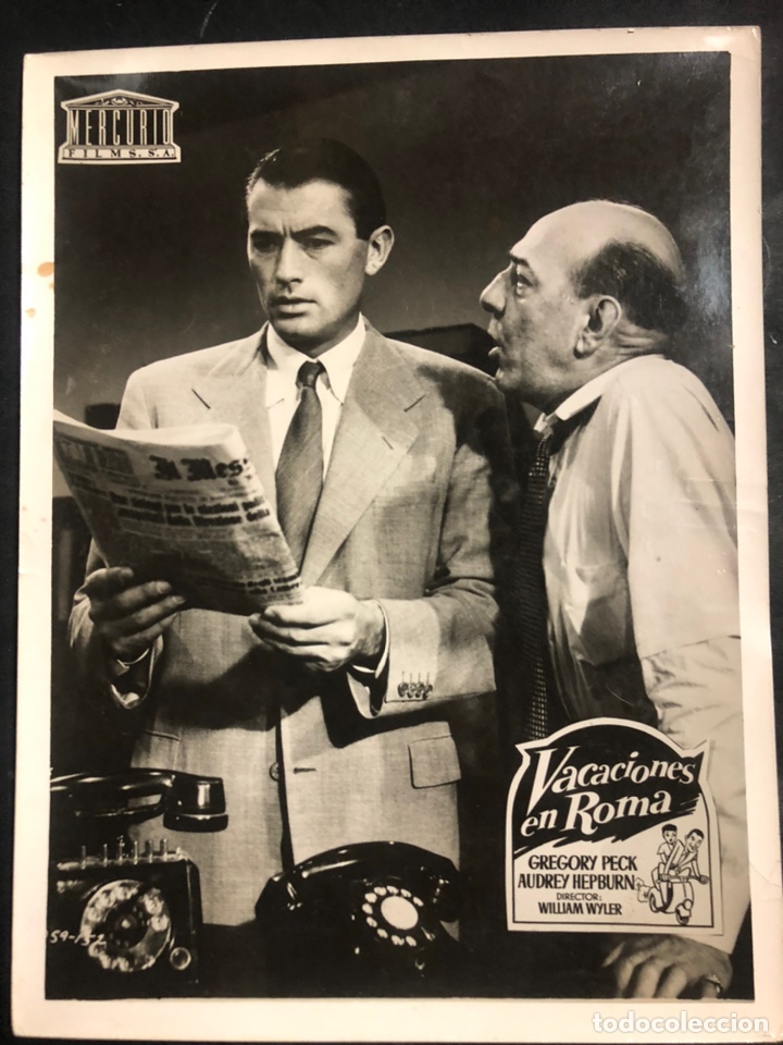 Cine: Foto original de gregory peck vacaciones en roma 24 x 18 cm