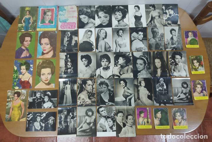 Cine: SARA MONTIEL. PRECIOSO LOTE DE 47 POSTALES, CALENDARIOS, ETC ANTIGUOS (A&Ntilde;OS 60...)