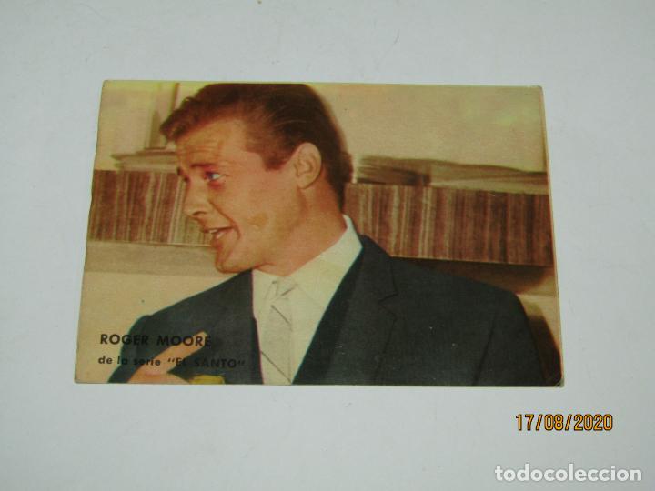 Cine: Antiguo Foto-Cromo de Cartoncillo de ROGER MOORE de la Serie de TVE EL SANTO - A&ntilde;o 1960s