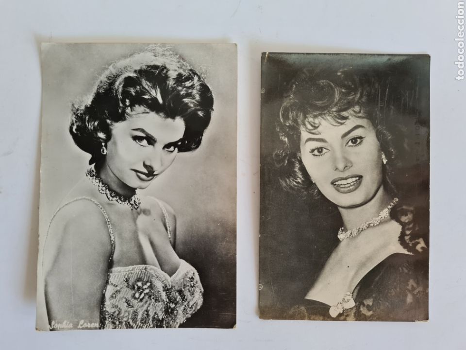 Cine: 2 Postales fotogr&aacute;ficas actriz Sof&iacute;a Loren - Italia - A&ntilde;os 60