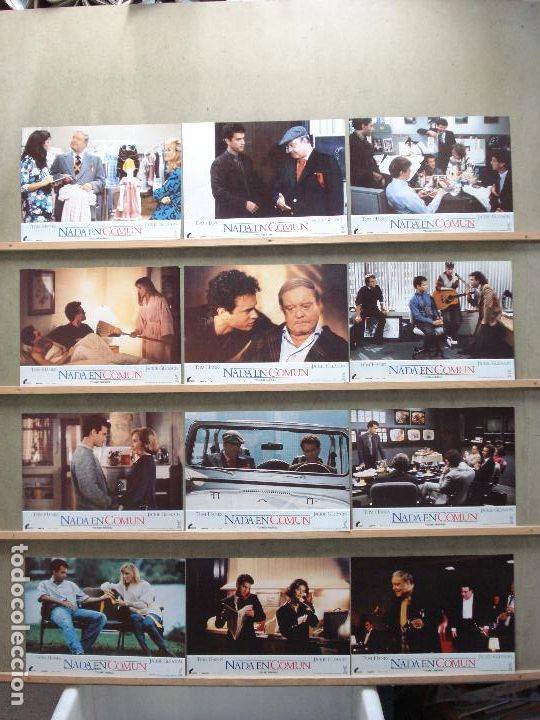 Cinema: AAM67 NADA EN COMUN TOM HANKS JACKIE GLEASON SET COMPLETO 12 FOTOCROMOS ORIGINAL ESTRENO