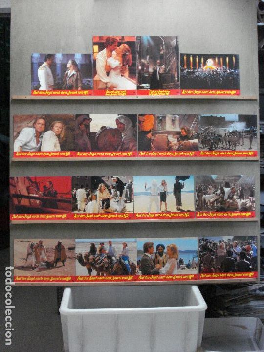Cine: AAM93 LA JOYA DEL NILO KATHLEEN TURNER MICHAEL DOUGLAS SET COMPLETO 16 FOTOCROMOS ORIGINAL ALEMAN