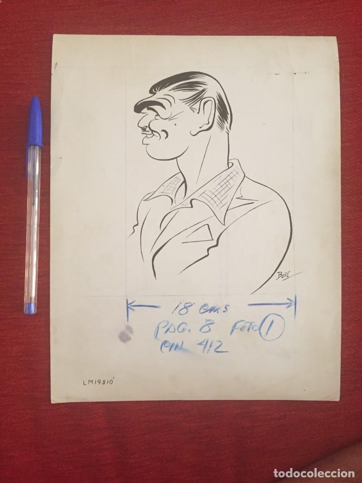 Cinema: F9777 FOTO FOTOGRAFIA ORIGINAL DE PRENSA CARICATURA CINE CLARK GABLE FIRMADA BOIS