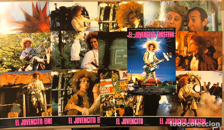 Cine: EL JOVENCITO EINSTEIN (1988). SET DE FOTOCROMOS COMPLETO (12) + GU&Iacute;A PUBLICITARIA DE LA PEL&Iacute;CULA