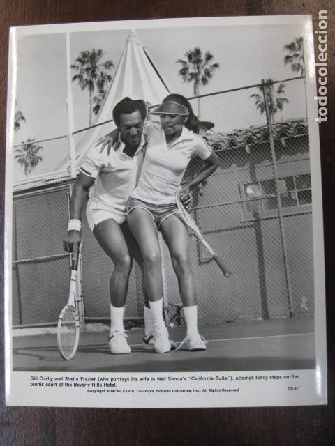 Cine: california suite - FOTO ORIGINAL B/N - bill cosby sheila frazier tenis tennis adidas