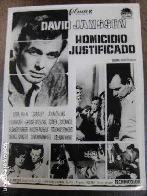 Cine: homicidio justificado - FOTO B/N ORIGINAL - david janssen joan collins lillian gish eleanor parker