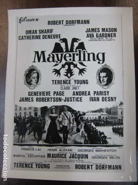 Cine: mayerling - FOTO B/N ORIGINAL - ava gardner catherine deneuve omar sharif james mason terence young