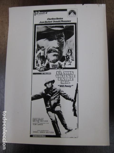 Cine: el mas valente entre mil - FOTO B/N ORIGINAL - will penny charlton heston joan hackett d pleasence