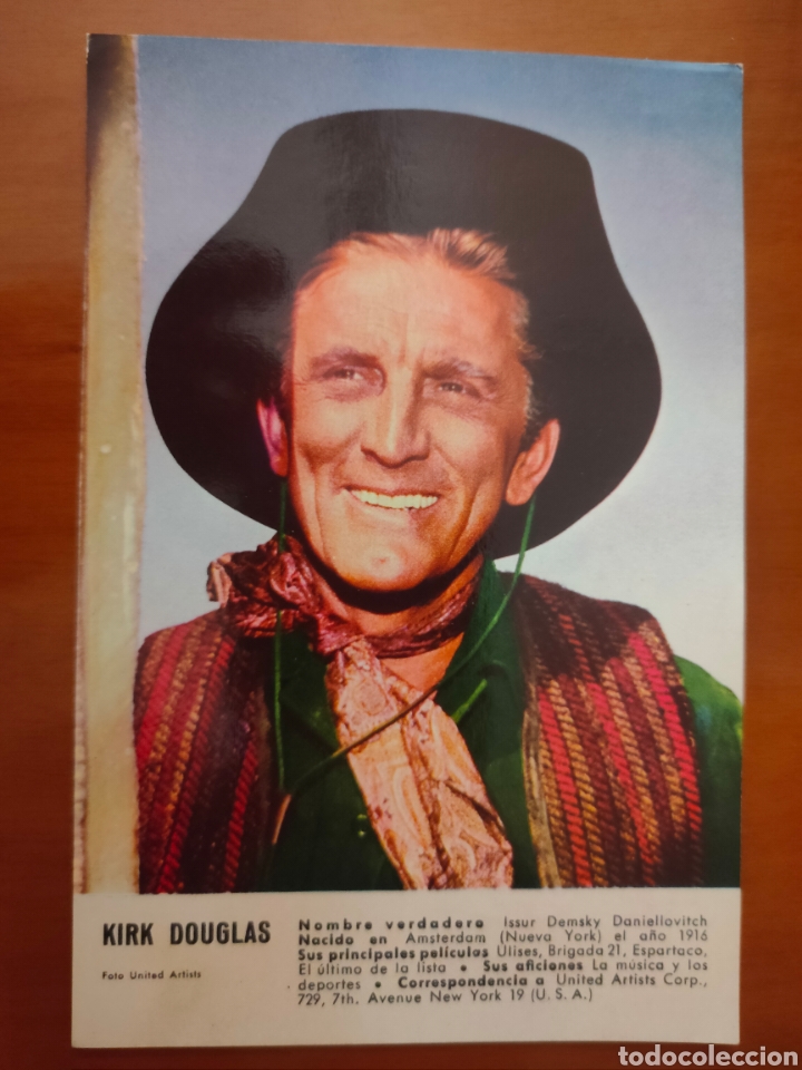 Cine: ANTIGUA POSTAL FOTO CINE 10X15cm KIRK DOUGLAS COLORES &Eacute;POCA