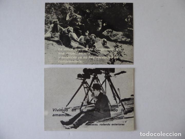 Cine: Lote 2 postales de Charles Chaplin, sentencias, Roberto Pursnani, Santander n&uacute;mero P-1 + P-2