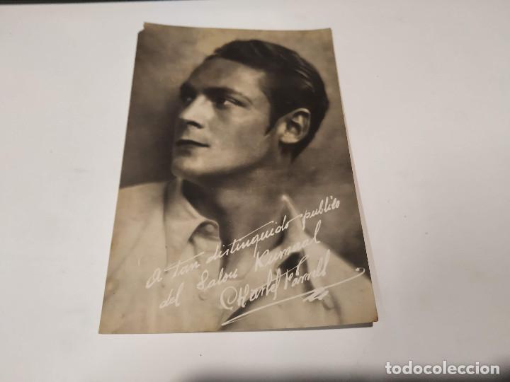 Kino: TARJETA POSTAL CHARLES FARRELL - DEDICATORIA IMPRESA AL P&Uacute;BLICO DEL KURSAAL