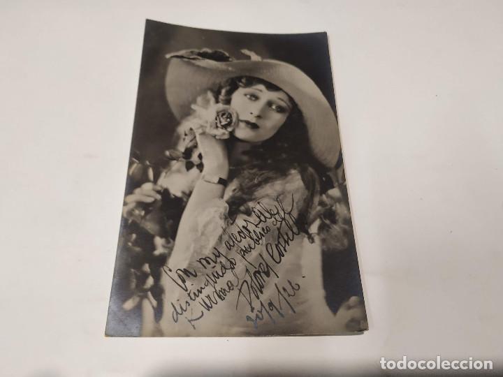 Cine: TARJETA POSTAL DOLORES COSTELLO - DEDICATORIA IMPRESA AL P&Uacute;BLICO DEL KURSAAL