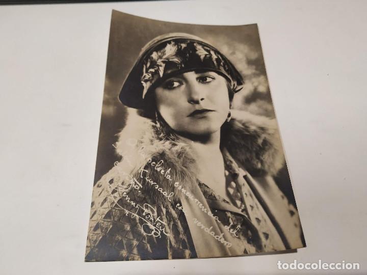 Cine: TARJETA POSTAL HENNY PORTEN - DEDICATORIA IMPRESA AL P&Uacute;BLICO DEL KURSAAL