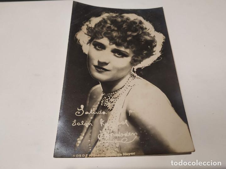 Cine: TARJETA POSTAL JACQUELINE GADSGEN - DEDICATORIA IMPRESA AL P&Uacute;BLICO DEL KURSAAL