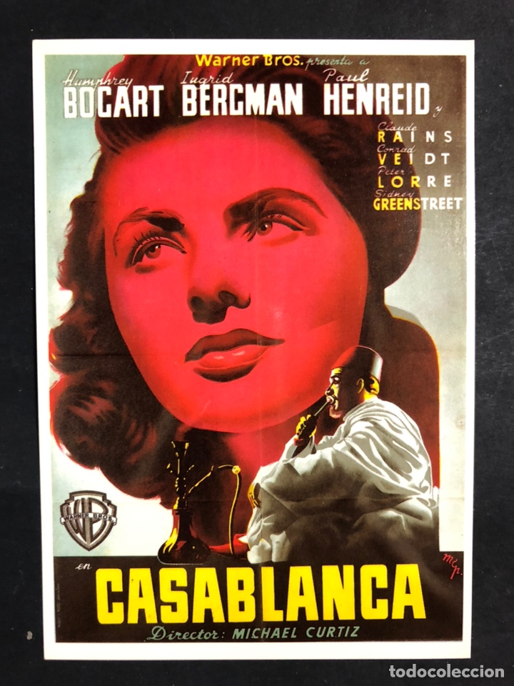 Cine: Tarjeta postal de Casablanca.humphrey Bogart.ingrid bergman