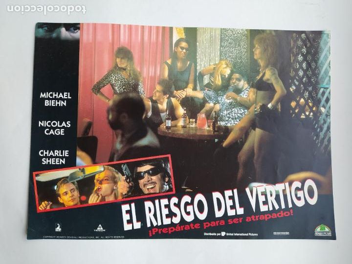 Kino: LOTE DE 2 FOTOGRAMAS DE LA PELICULA EL RIESGO DEL VERTIGO. MICHAEL BIEHN. NICOLAS CAGE. TDKP17K