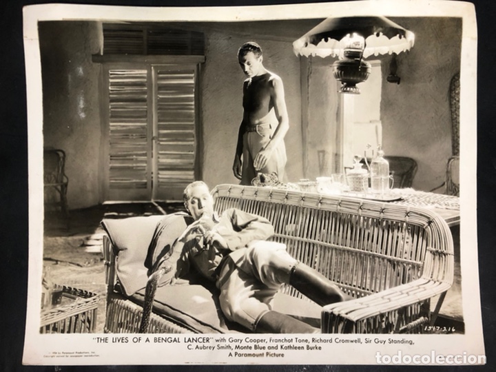 Cine: Foto original de Gary Cooper y franchot tone.tres lanceros bengalies 20 x 25 cm