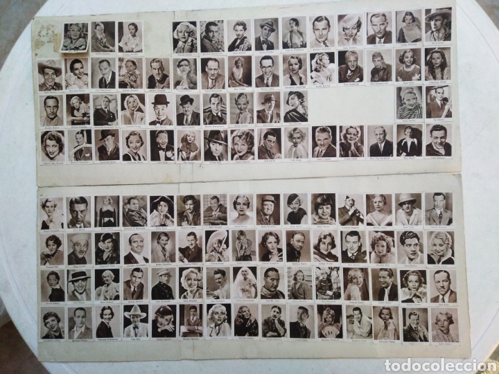 Cine: Lote de 125 cromos de actores y actrices de cine ( pegados en una cartulina ) a&ntilde;os 30
