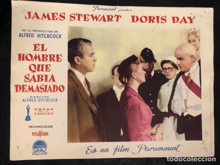 Cine: Fotocromo el hombre que sab&iacute;a demasiado.james stewart doris day.alfred hitchcock 28 x 36 cm