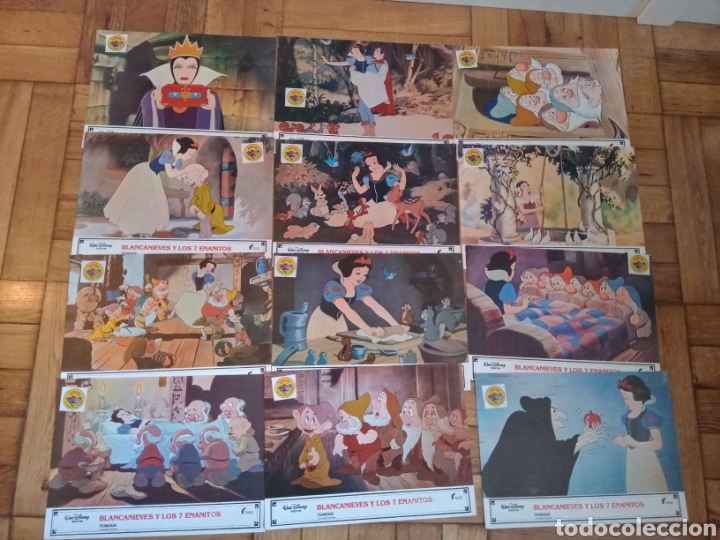 Cinema: Blancanieves y los 7 enanitos Lote completo 12 fotocromos Filmayer a&ntilde;o 83