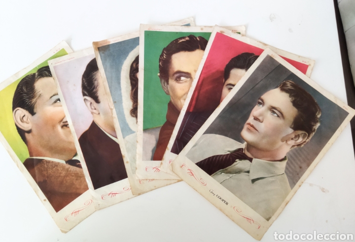 Cine: 6 fotos cromos antiguos de promoci&oacute;n 21cm x 14cm