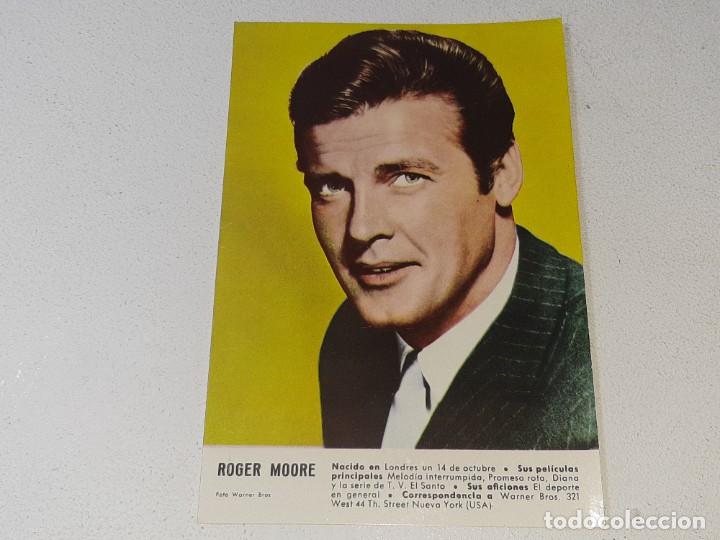 Cine: ANTIGUO CROMO FOTOGRAFIA POSTAL DEL ACTOR ROGER MOORE FOTO WARNER BROS A&Ntilde;OS 60