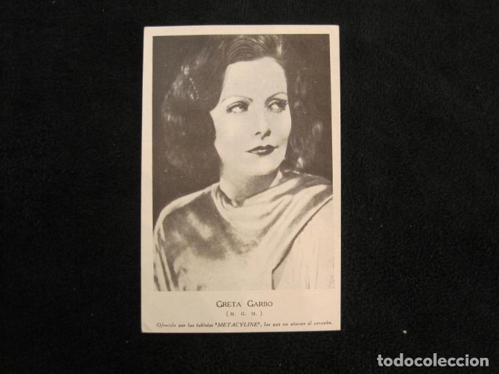 Cine: GRETA GARBO-PARAMOUNT-PUBLICIDAD METACYLINE-POSTAL ANTIGUA-ACTRIZ DE CINE-VER FOTOS-(78.155)