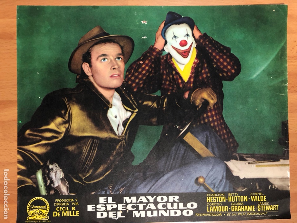 Cine: Fotocromo paramount el mayor espect&aacute;culo del mundo.Charlton heston james stewart 24 x 30 cm