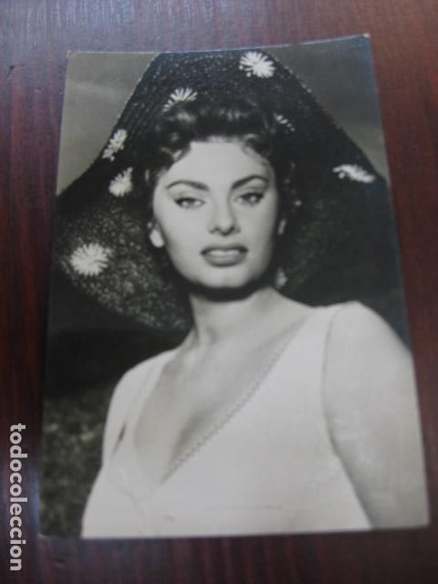 Cine: sofia sophia loren - postal original b/n - italian film actress