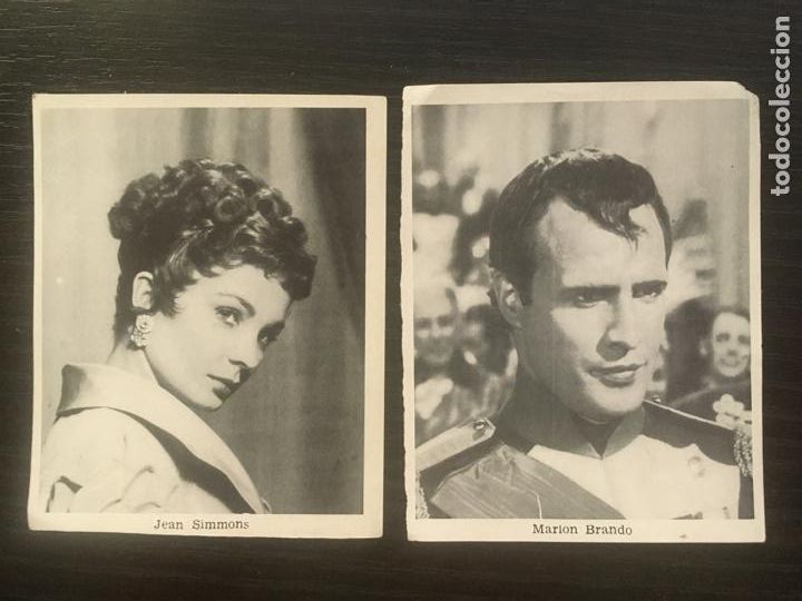 Cine: Jean Simmons - Marlon Brando - Desir&eacute;e - Lote 2 foto cromos con ficha t&eacute;cnica