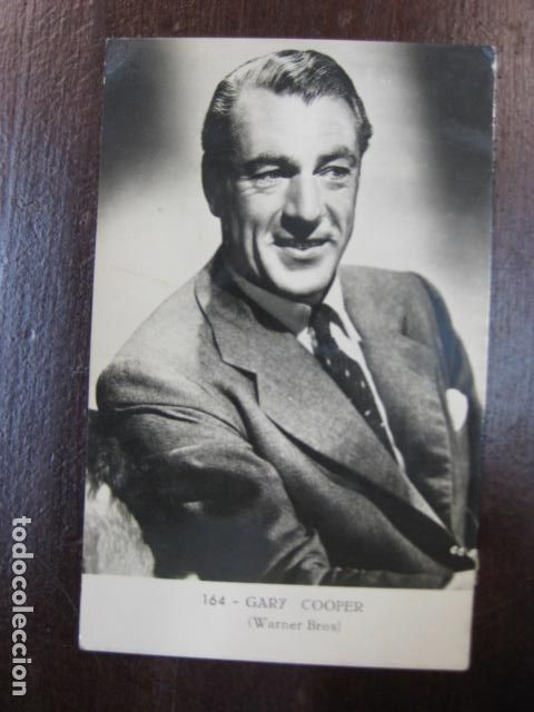 Cine: gary cooper - postal original b/n - american film actor warner bros