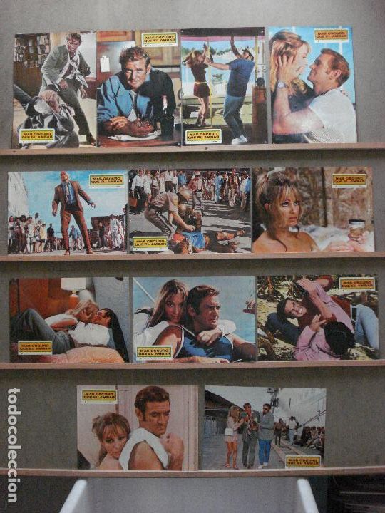 Cine: AAY60 MAS OSCURO QUE EL AMBAR ROD TAYLOR SUZY KENDALL SET COMPLETO 12 FOTOCROMOS ORIGINAL ESTRENO