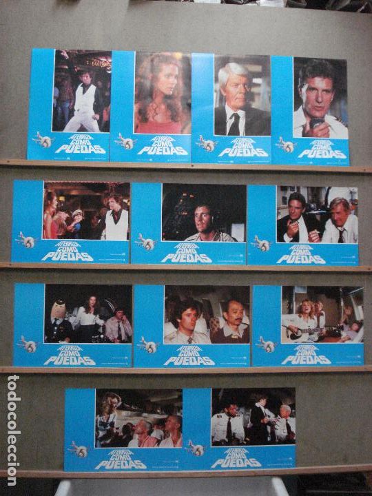 Cinema: AAY78 ATERRIZA COMO PUEDAS LESLIE NIELSEN ABDUL-JABBAR SET COMPLETO 12 FOTOCROMOS ORIGINAL ESTRENO