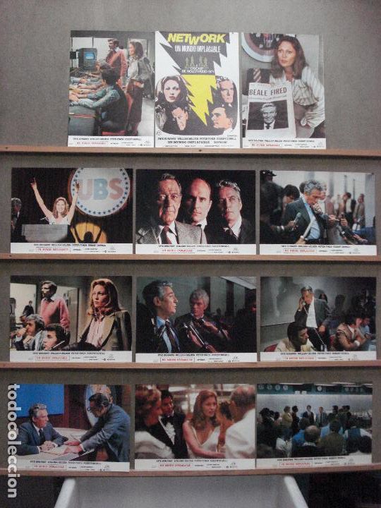 Cine: AAZ10 NETWORK UN MUNDO IMPLACABLE WILLIAM HOLDEN PETER FINCH SET 12 FOTOCROMOS ORIGINAL ESTRENO