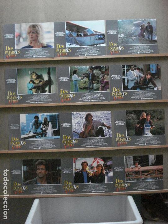 Cinema: SCDO 244 DOS PAJAROS A TIRO MEL GIBSON GOLDIE HAWN SET COMPLETO 12 FOTOCROMOS ORIGINAL ESTRENO