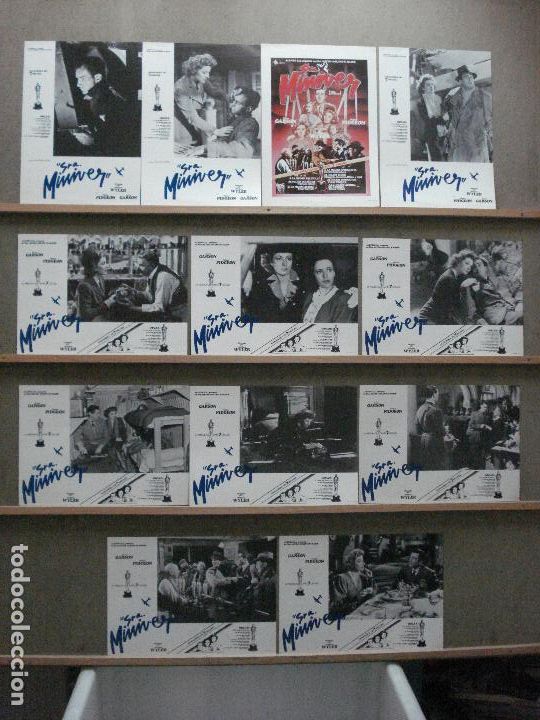 Cine: AAZ14 LA SE&Ntilde;ORA MINIVER GREER GARSON WALTER PIDGEON SET COMPLETO 12 FOTOCROMOS ORIGINAL R-81