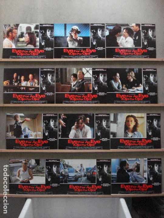 Kino: ABA15 OJO POR OJO SALLY FIELD KIEFER STHERLAND SET COMPLETO 12 FOTOCROMOS ORIGINAL ESTRENO