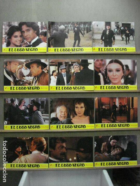 Cinema: ABA27 EL LOBO NEGRO BLACK WOLF RAFAEL ROMERO MARCHENT SET COMPLETO 12 FOTOCROMOS ORIGINAL ESTRENO