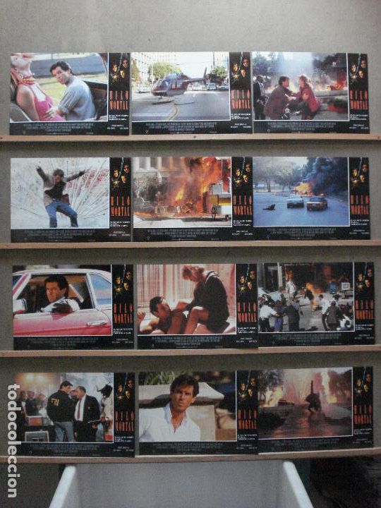 Cinema: ABA34 HILO MORTAL PIERCE BROSNAN SET COMPLETO 12 FOTOCROMOS ORIGINAL ESTRENO