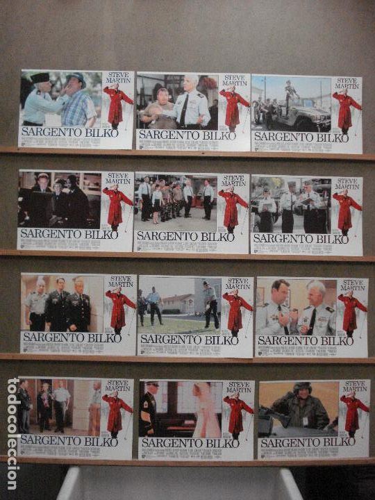 Cinema: ABA65 SARGENTO BILKO STEVE MARTIN SET COMPLETO 12 FOTOCROMOS ORIGINAL ESTRENO