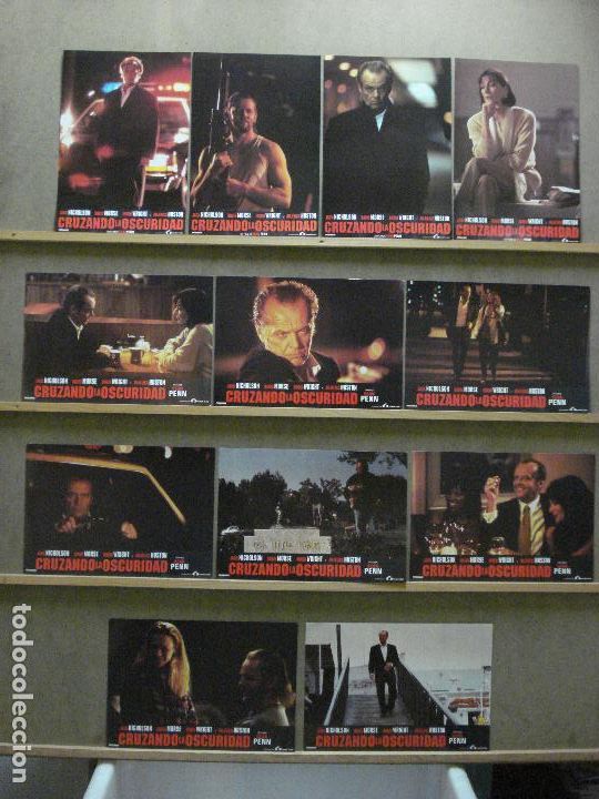 Cinema: ABA67 CRUZANDO LA OSCURIDAD JACK NICHOLSON SEAN PENN SET COMPLETO 12 FOTOCROMOS ORIGINAL ESTRENO